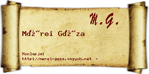 Mérei Géza névjegykártya